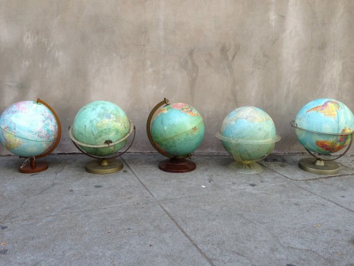 5 vintage globes